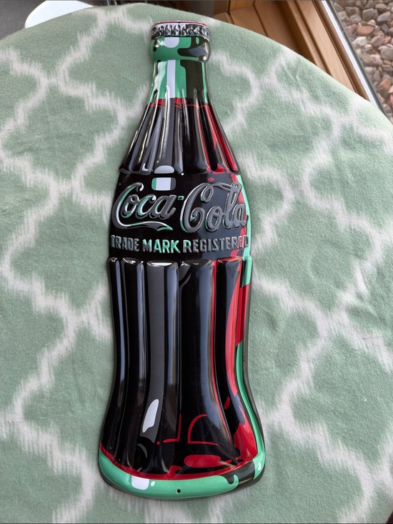 Coca Cola Other - Vintage Ande Rooney Coca-Cola Die Cut 3D Bottle Wall Sign black Red Green Accent